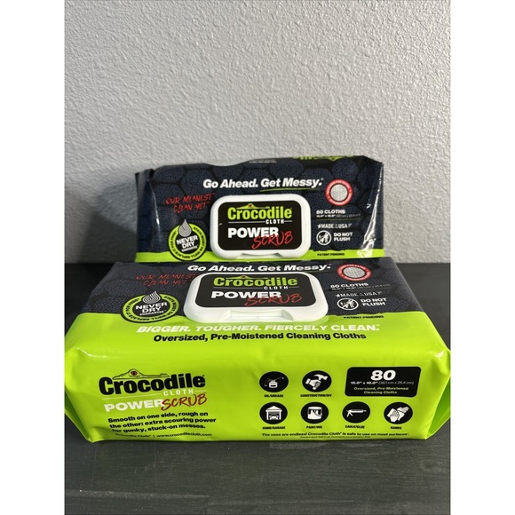 Crocodile Cloth 6500-080 Power Scrub, 80 Count Huge Cloths 2 Pack‎ - Picture 1 of 4